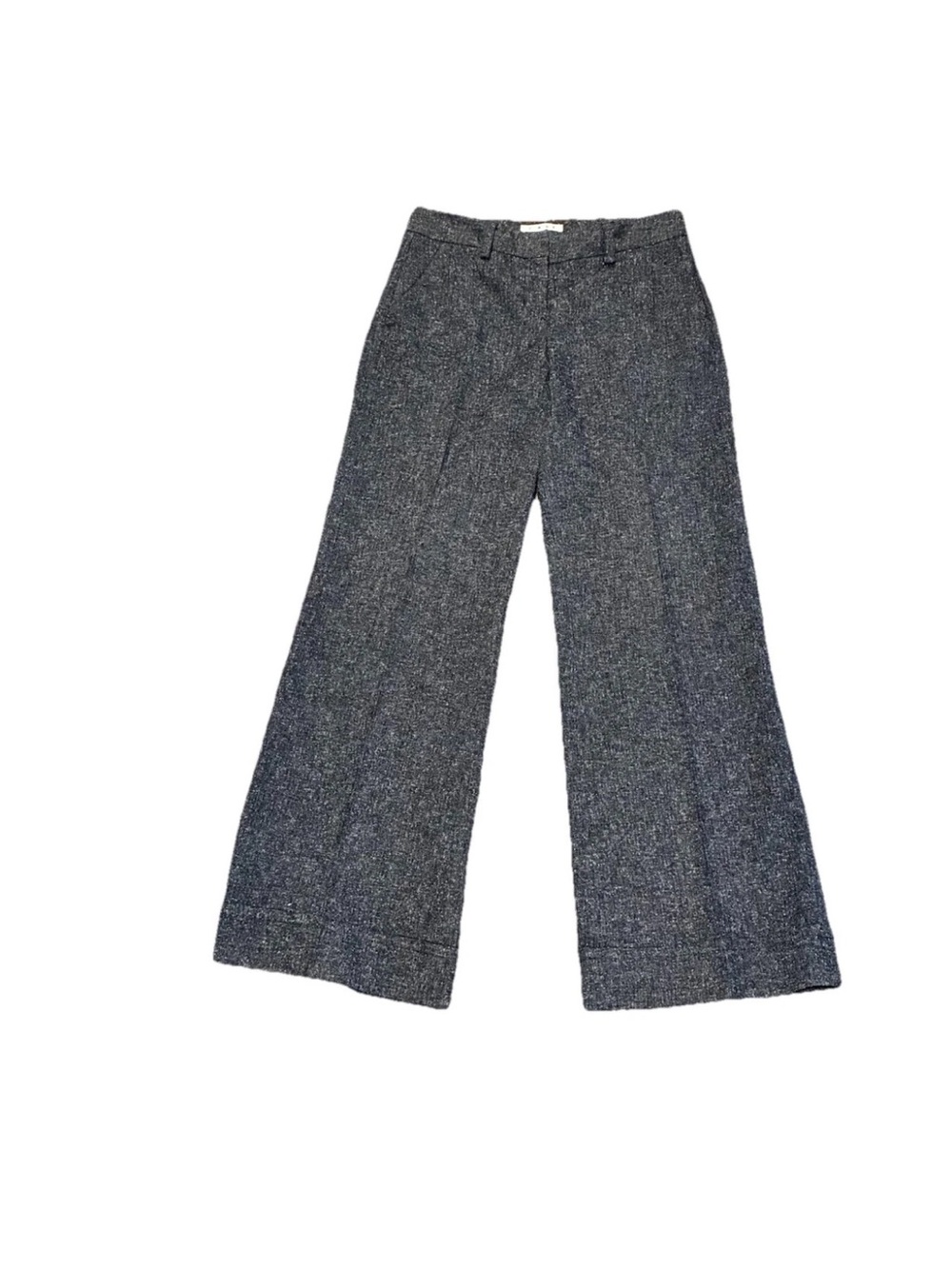 CAbi Wide Leg Tweed Trousers in Charcoal Gray Size 4